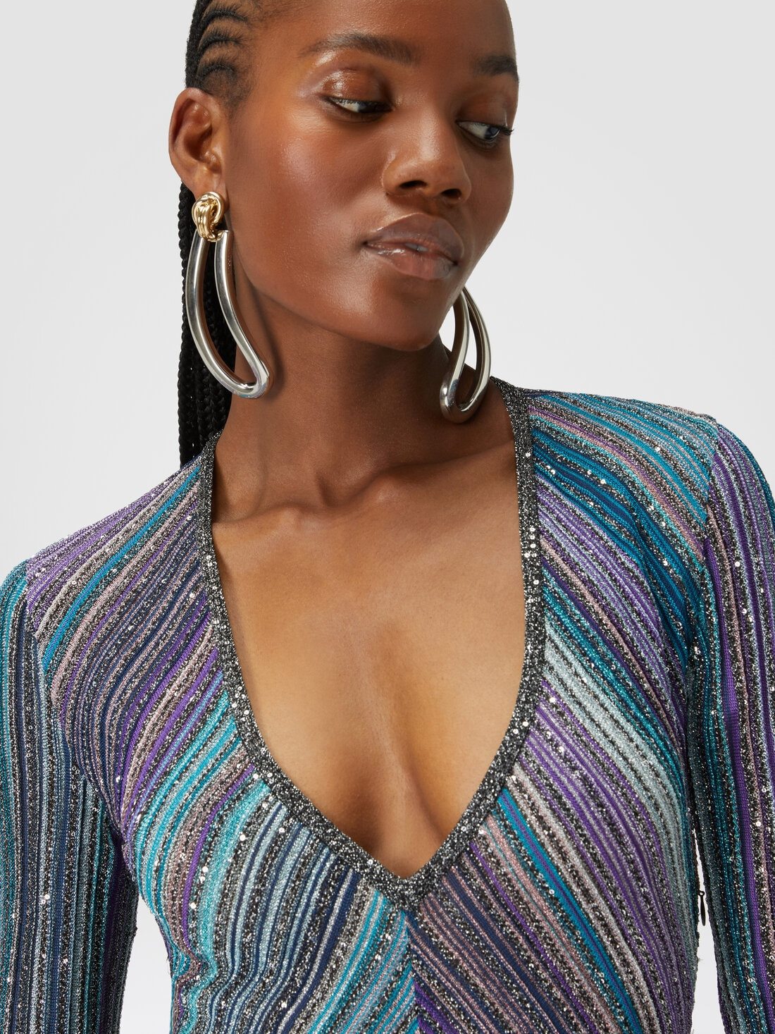 Shop Missoni Sequin-embellished Ribbed Maxi Dress In Blue
