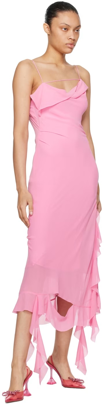 Amina Muaddi Pink Rosie Glass Sling 95 Heels In Pink