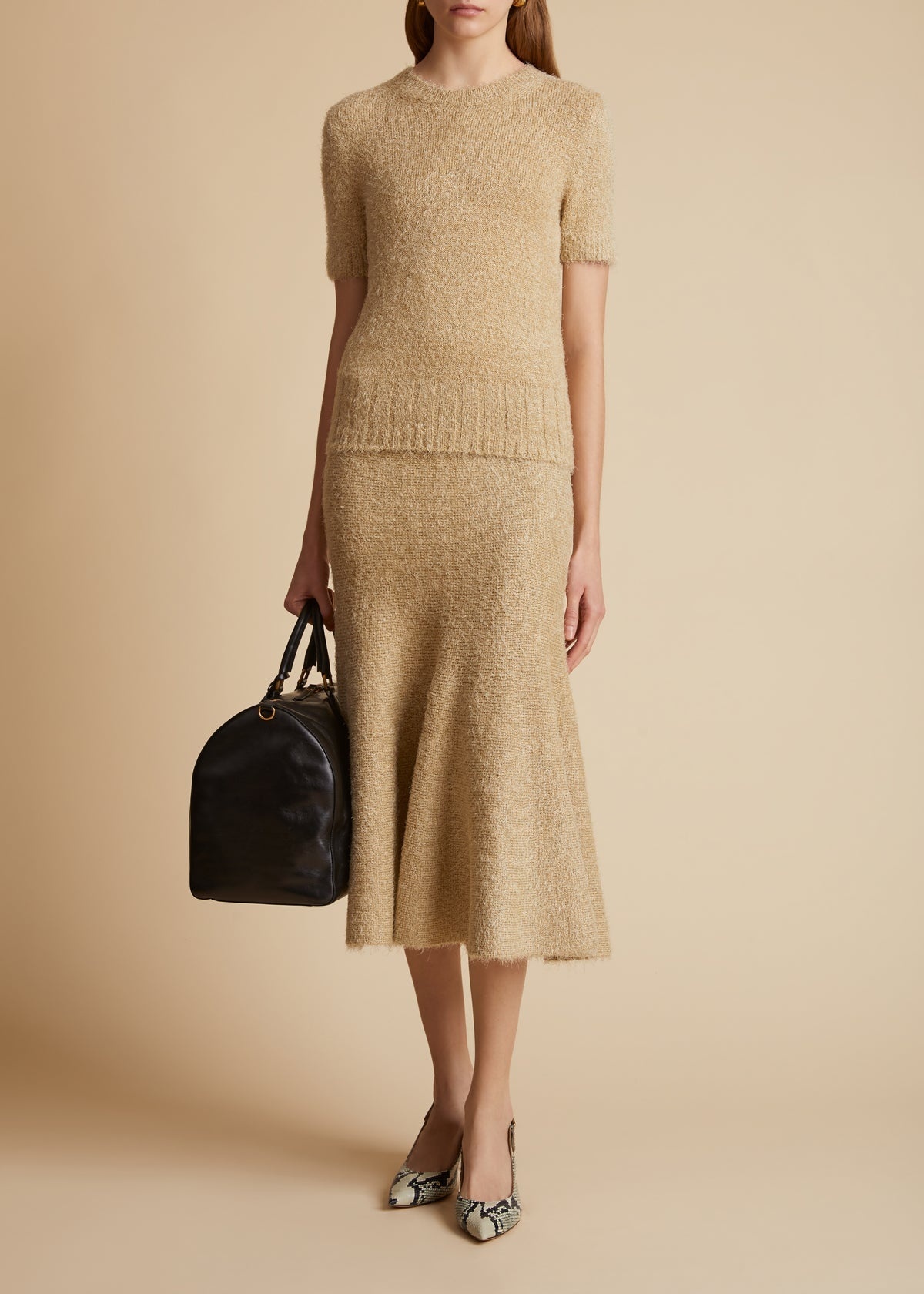Khaite Cadence A-line Brushed Skirt In Brown