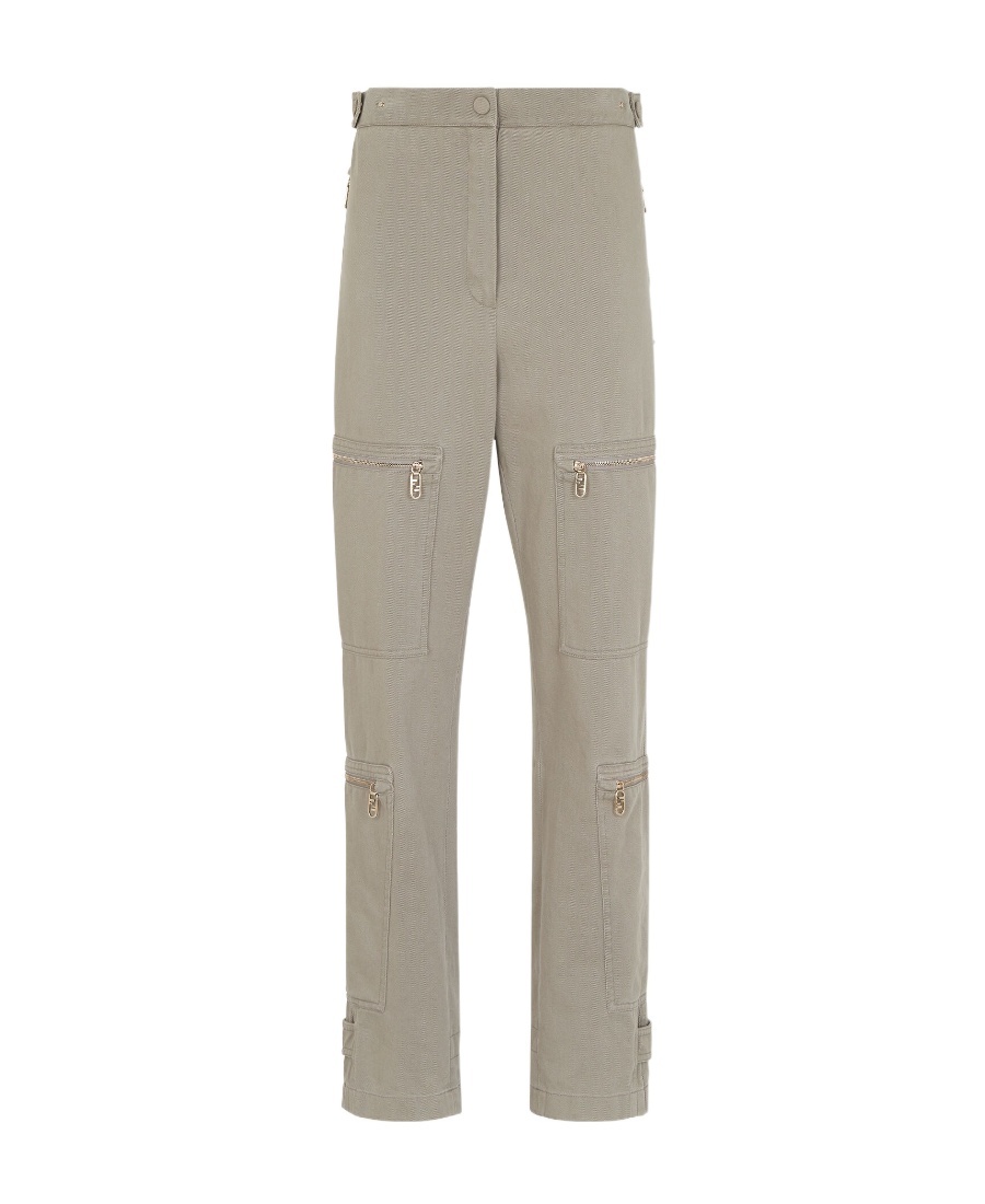 Fendi Straight-leg Pants With Zipped Pockets In Gray