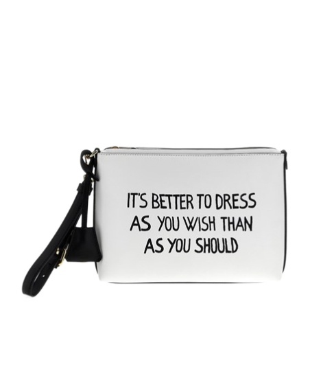 Moschino Zippered Clutch In White