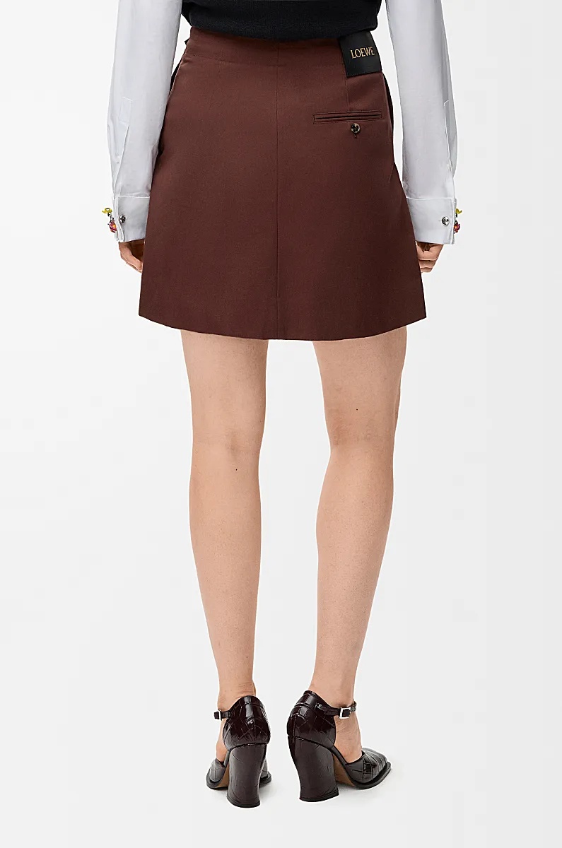 Loewe Womens Coffee Belted Cotton-silk Midi Skirt In Brown