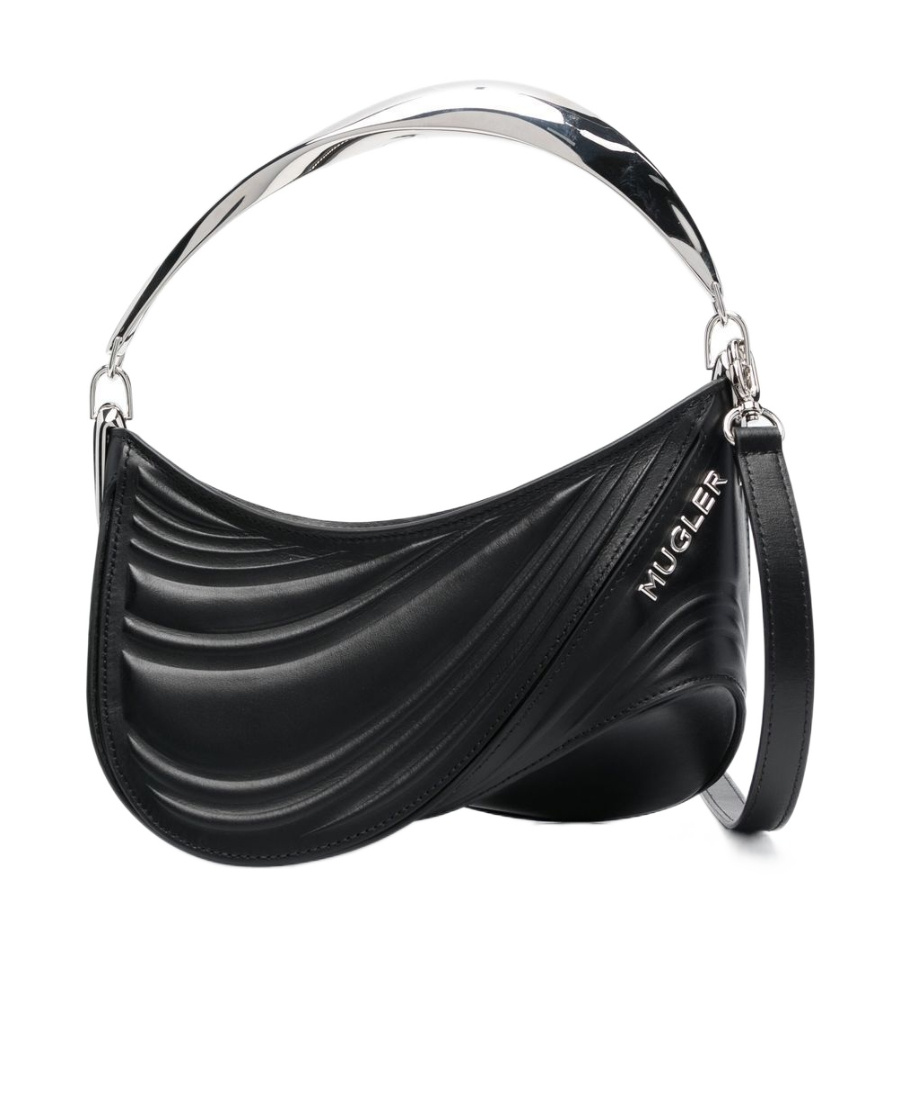 Mugler Black Small Spiral Curve 01 Bag In Black