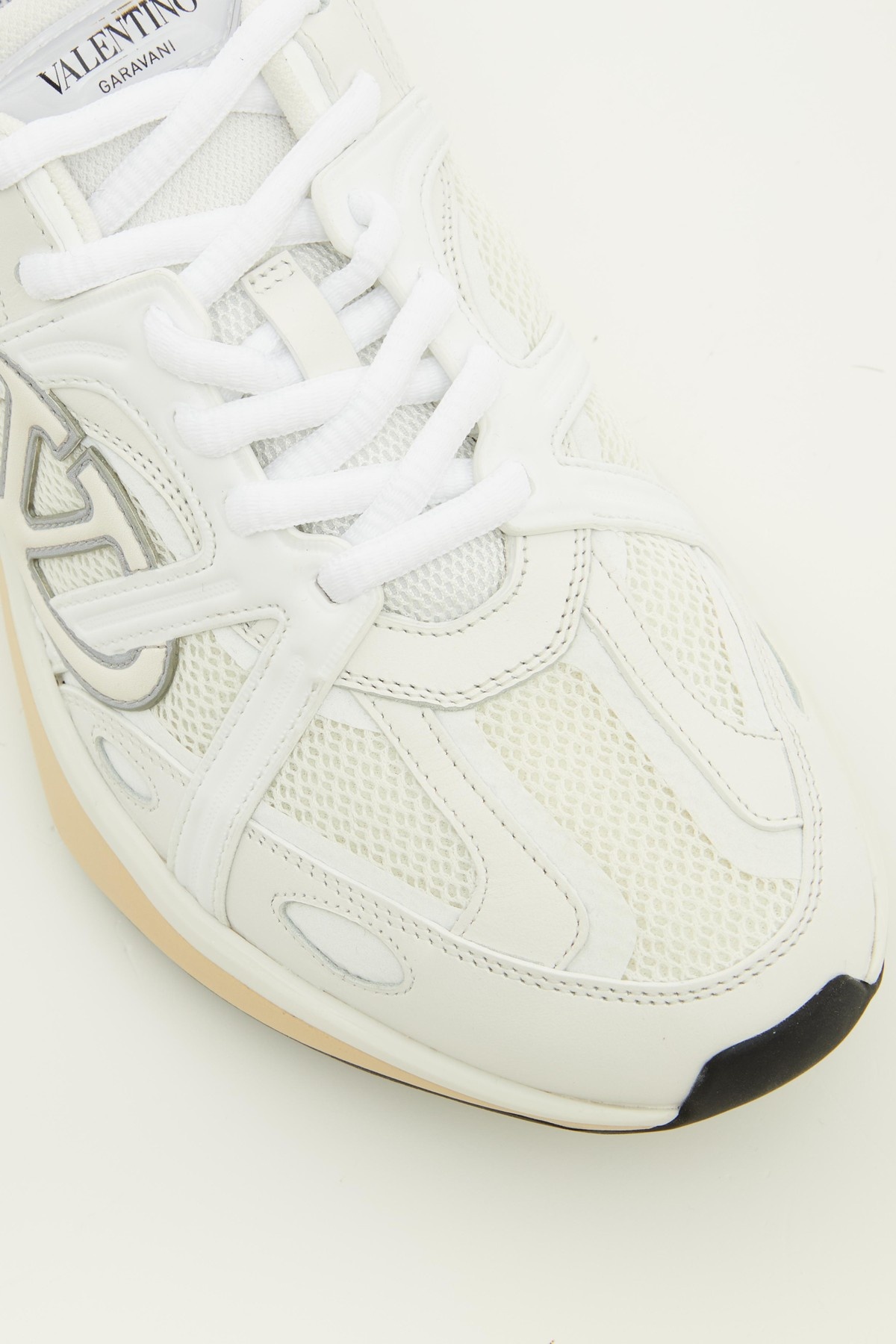 Shop Valentino Vlogo Easyjog Calfskin And Fabric Sneaker In White