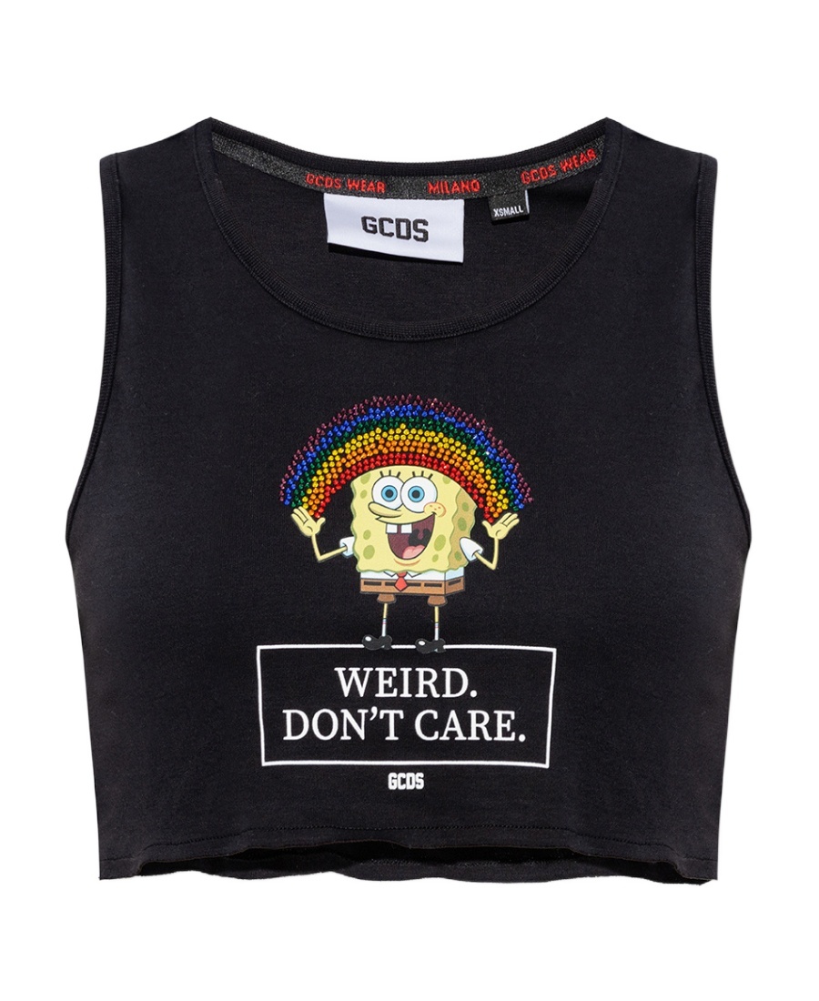 Gcds Graphic-print Cropped Vest In Black