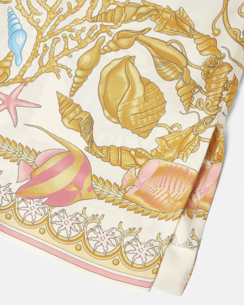 Versace Multicolor Bowling Shirt With Cuban Collar And All-over Underwater Barocco Print In Multi