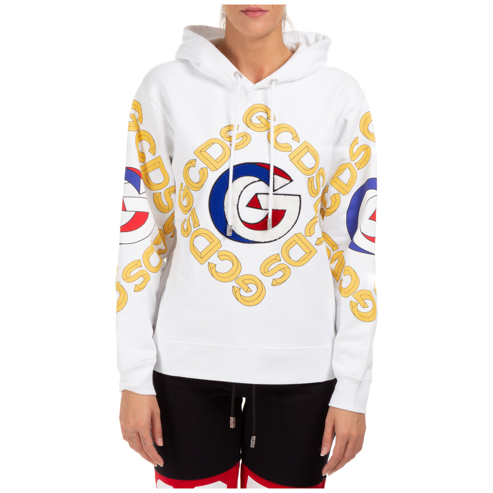 Gcds Logo Cotton Hoodie In White
