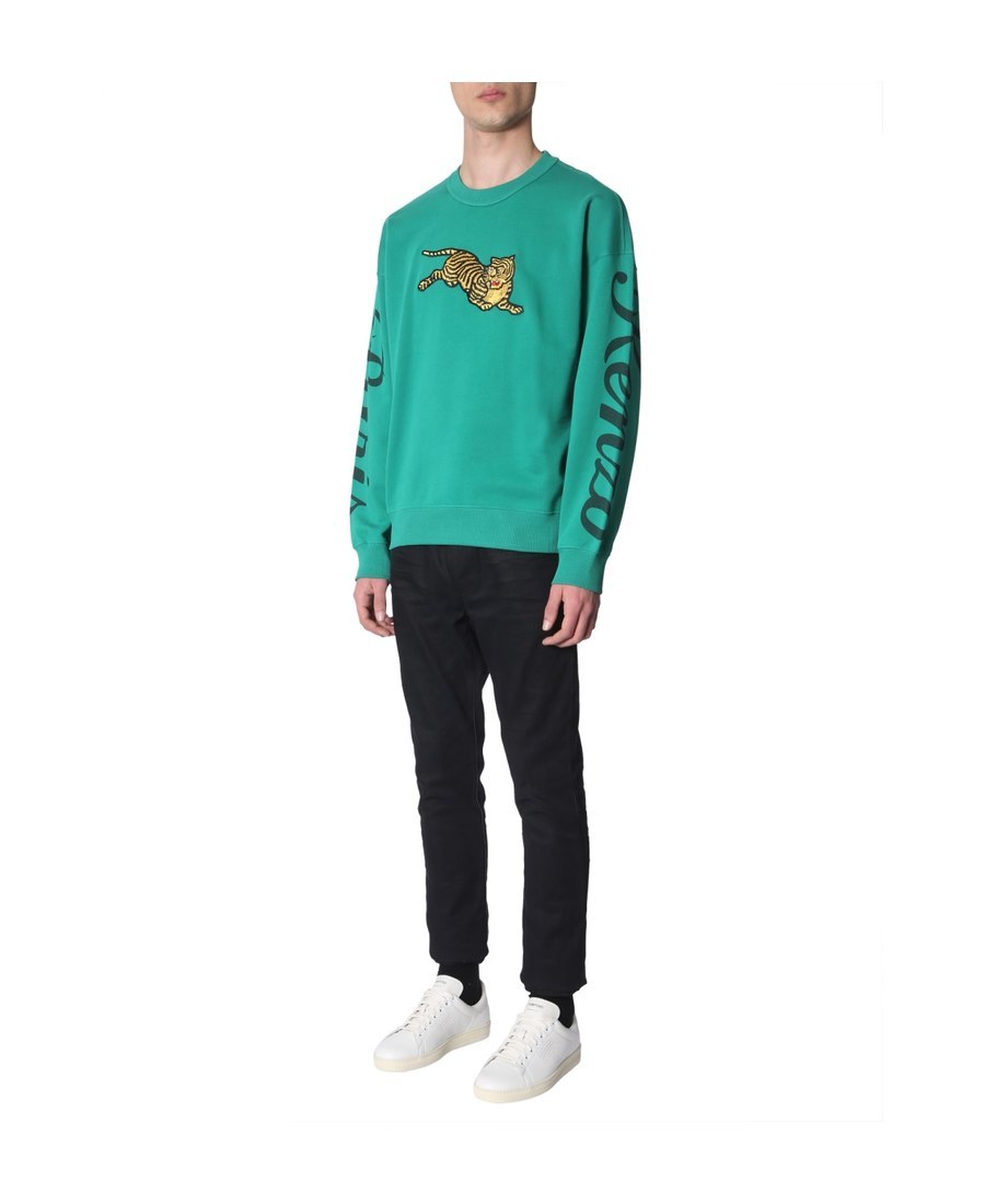 Kenzo Flying Tiger Embroidered Sweatshirt In Green