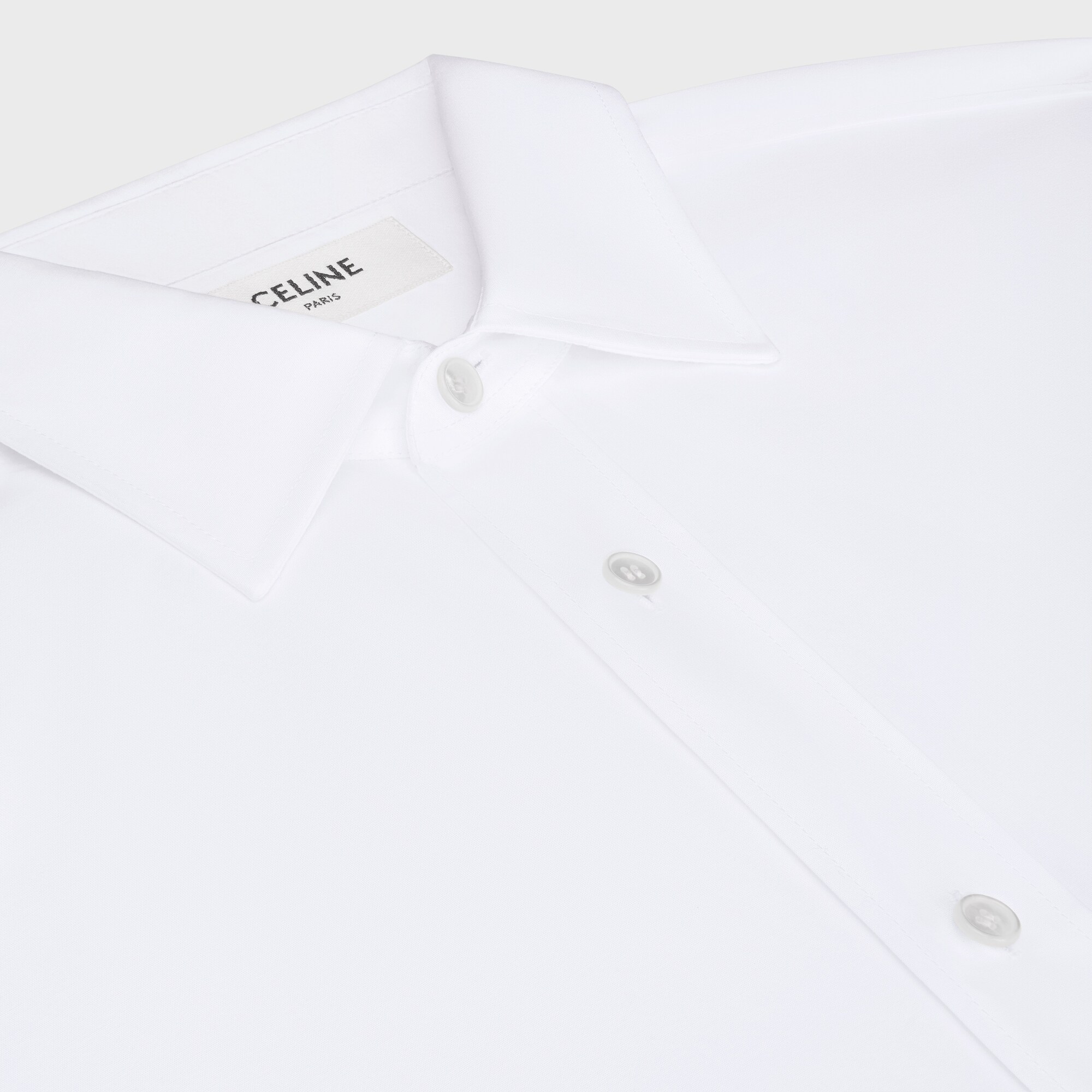 Celine Logo Logo Long-sleeved Shirt In White