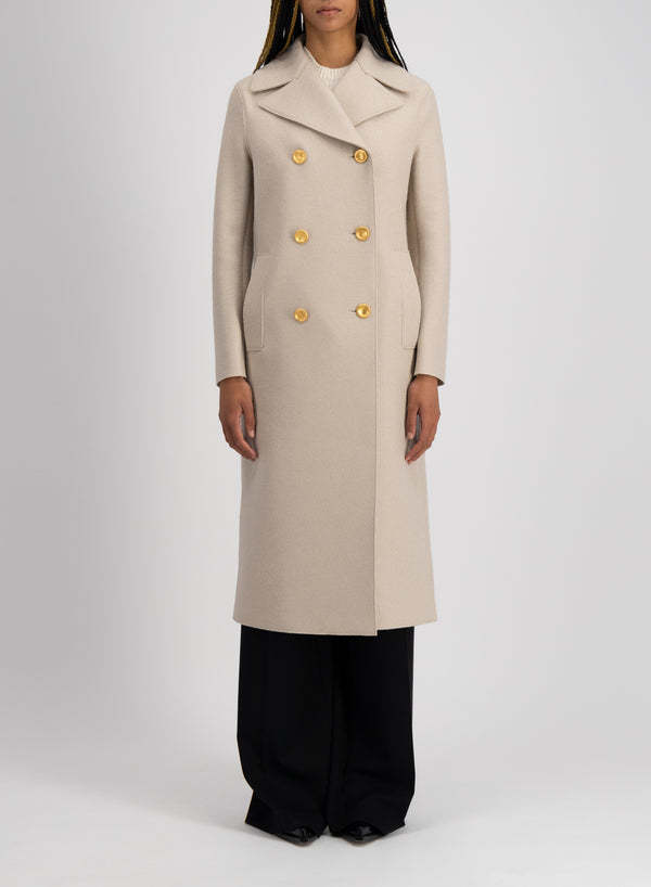 Harris Wharf London Women Double-breasted Military Coat With Back Vent In Nude