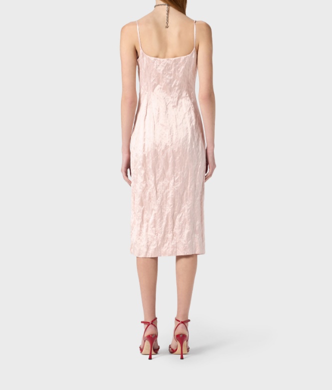 Blumarine Midikleid In Knitteroptik Mit 3d-rosen In Pink