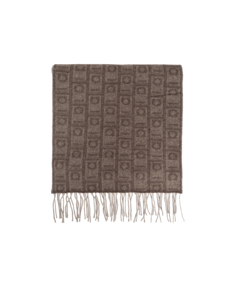 Ferragamo Letter Pattern Scarf In Brown