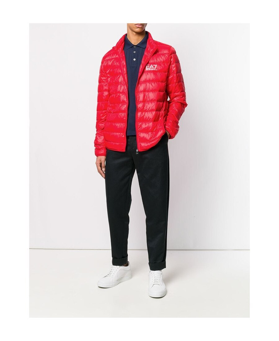 Ea7 Padded Logo Jacket In Red