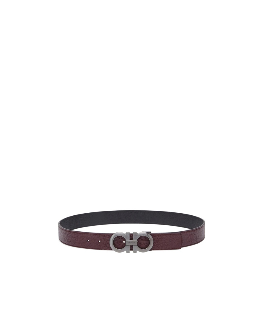 Ferragamo Double-sided Gancini Belt In Black