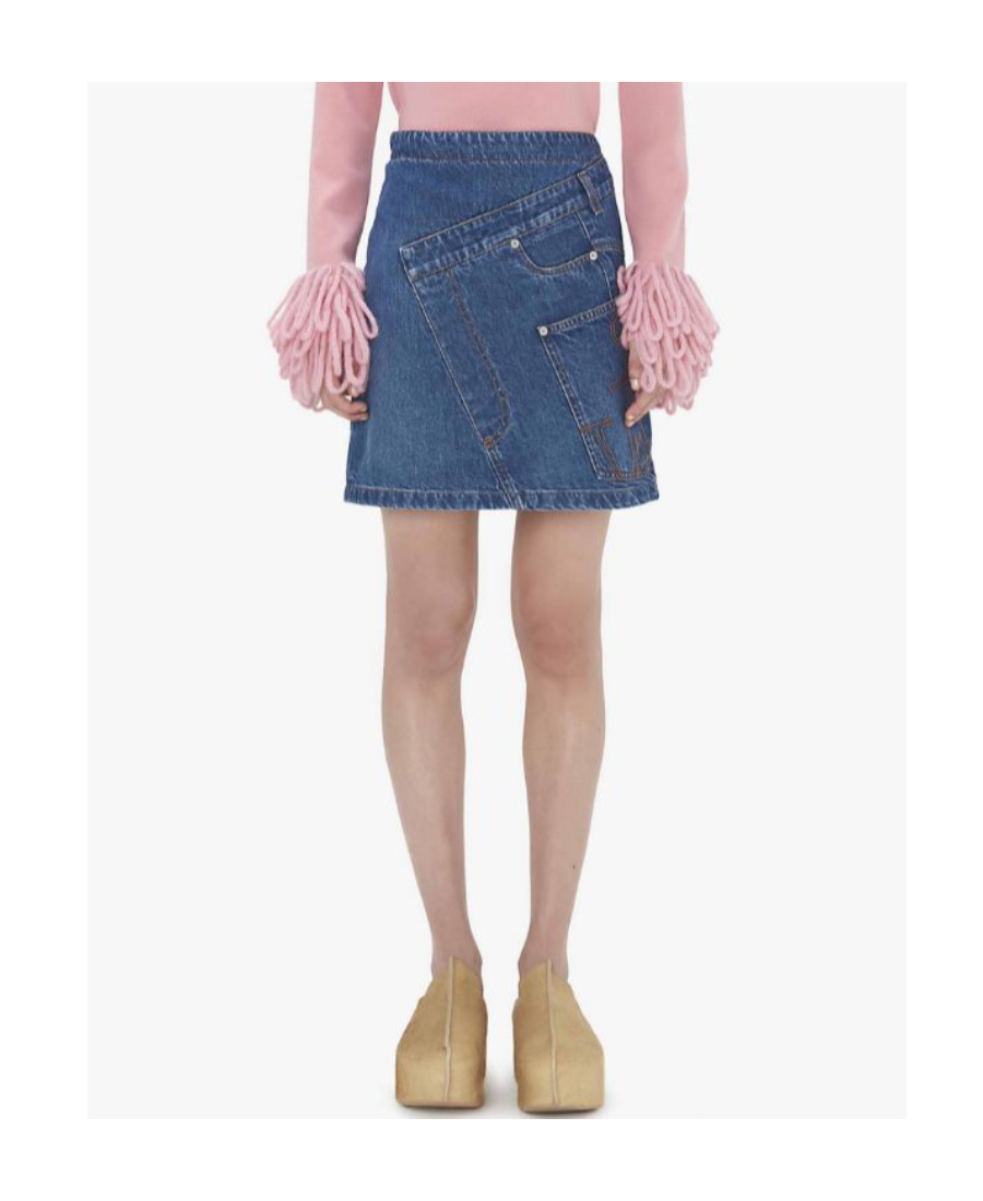 Jw Anderson Twisted Mini Denim Skirt In Blue