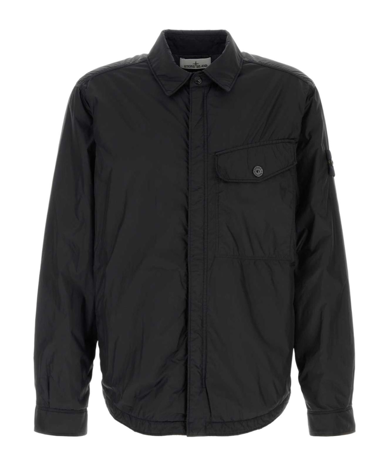 Stone Island Black Garment-dyed Insulated Jacket In Black