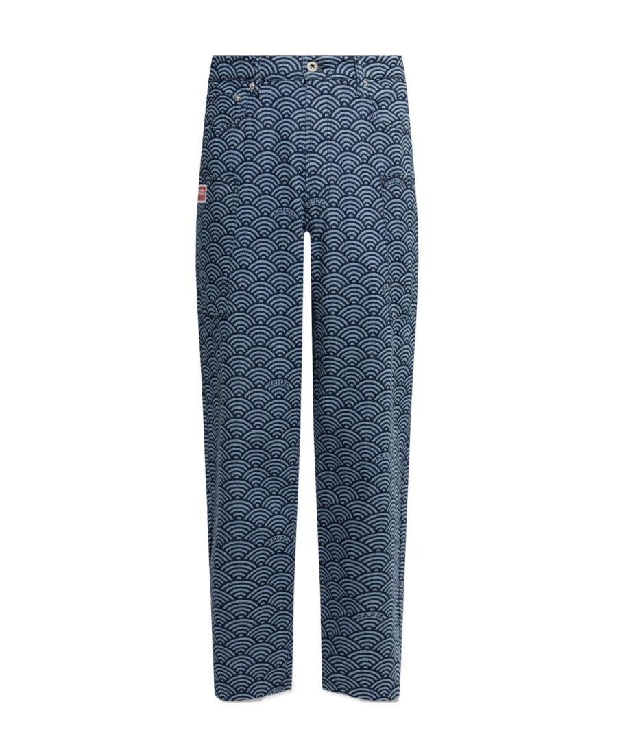 Shop Kenzo ' Seigaiha' Monkey Combat Jeans In Blue