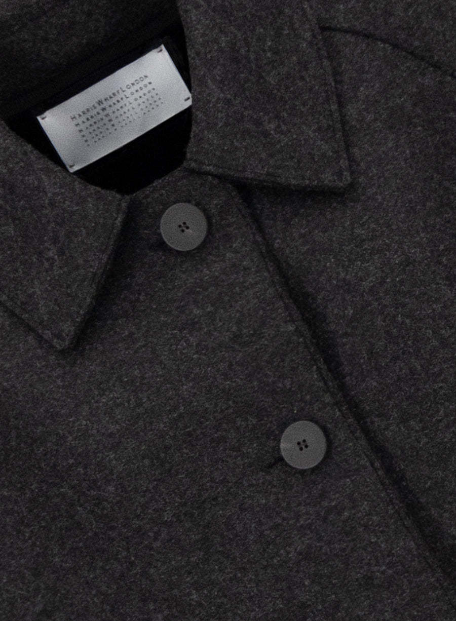 Harris Wharf London Wool Coat With Raglan Sleeves And Pockets In Black
