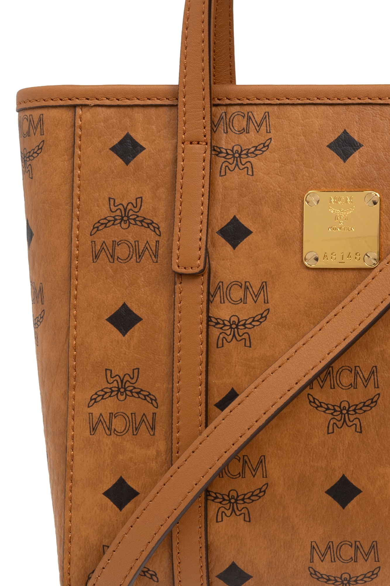 Mcm Aren Mini Visetos Shopper Tote Bag In Brown