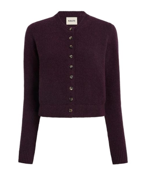 Khaite Plum Cashmere Knit Everheart Cardigan In Brown