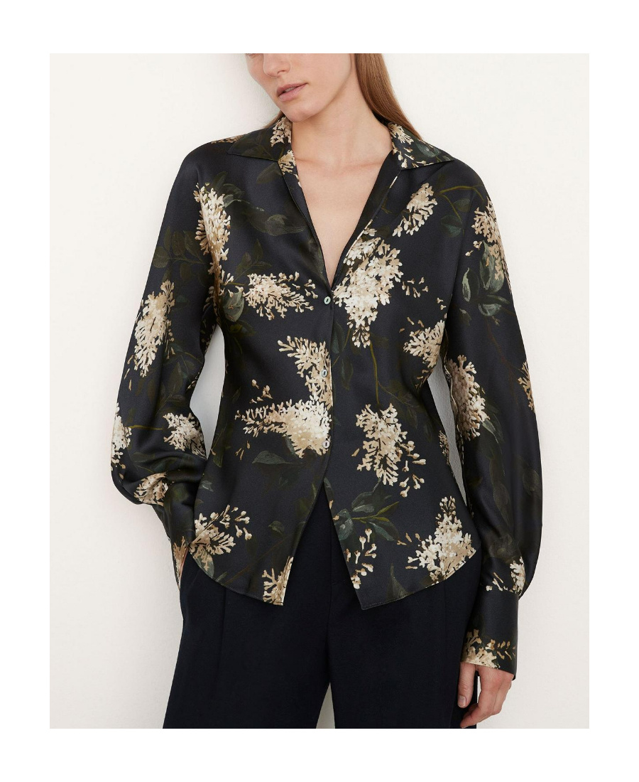 VINCE FLORAL-PRINT SILK SHIRT