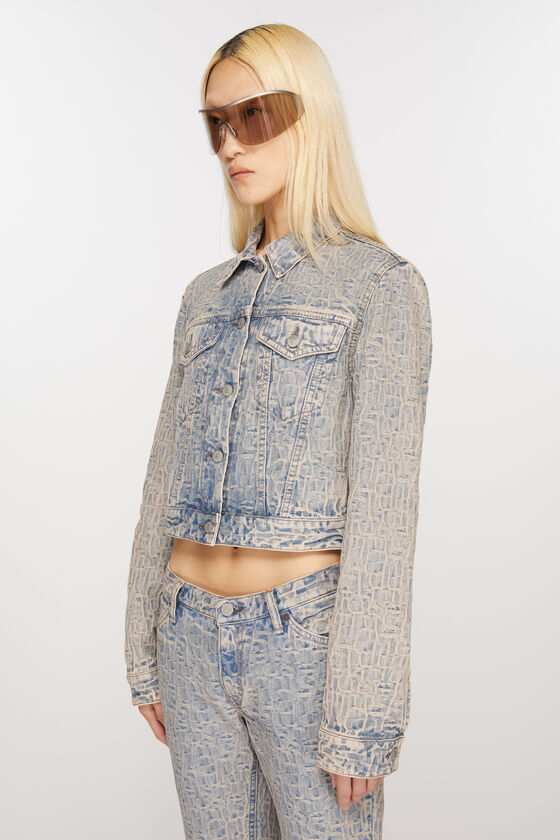 Acne Studios Logo Cropped Denim Jacket In Blue