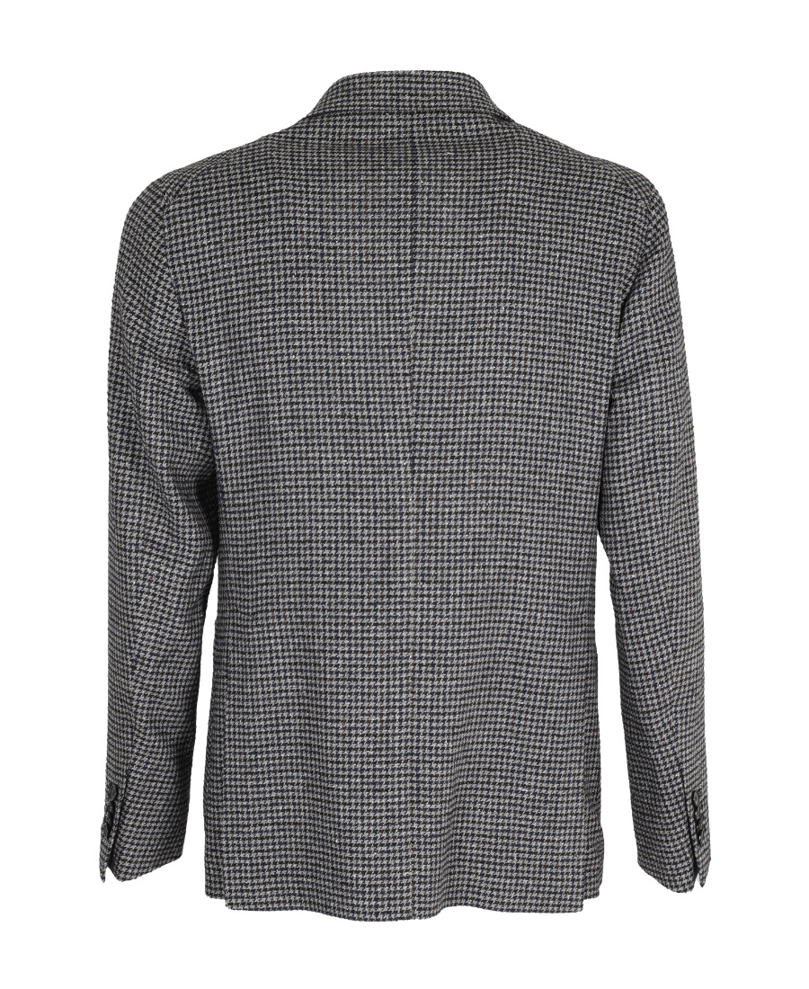 Tagliatore Beige/light Blue Patterned Single-breasted Jacket In Black