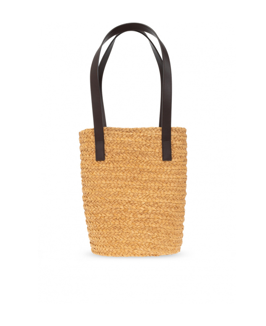 Saint Laurent Small Panier Raffia Shoulder Bag In Yellow