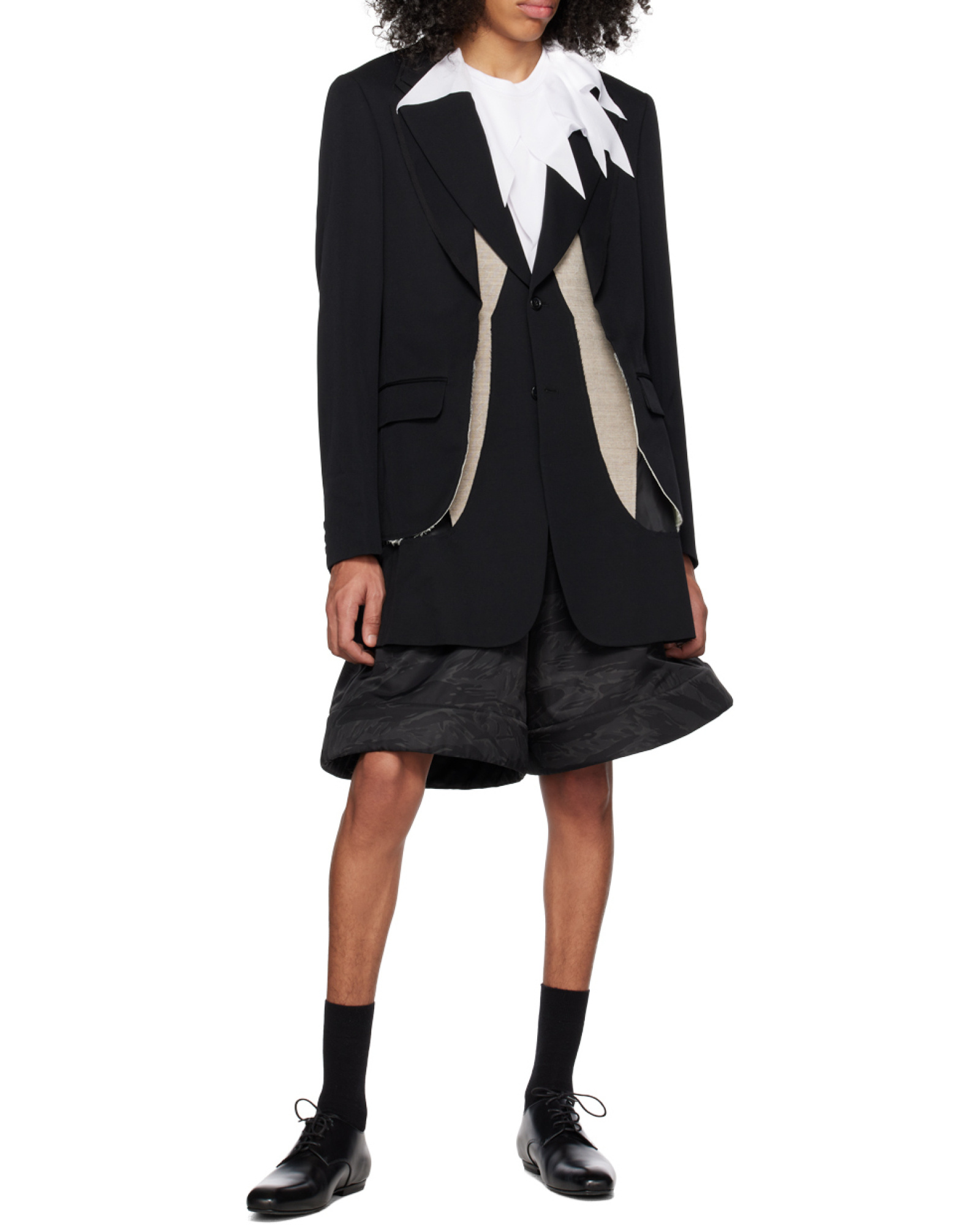 Comme Des Garçons Long-sleeved Wool Coat In Black