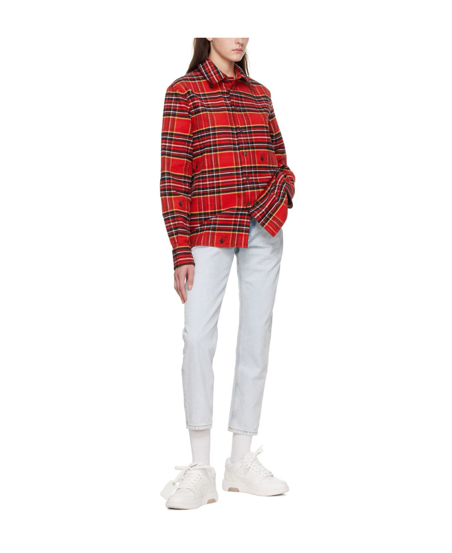 Off-white Tartan-check Logo-embroidered Shirt In Red