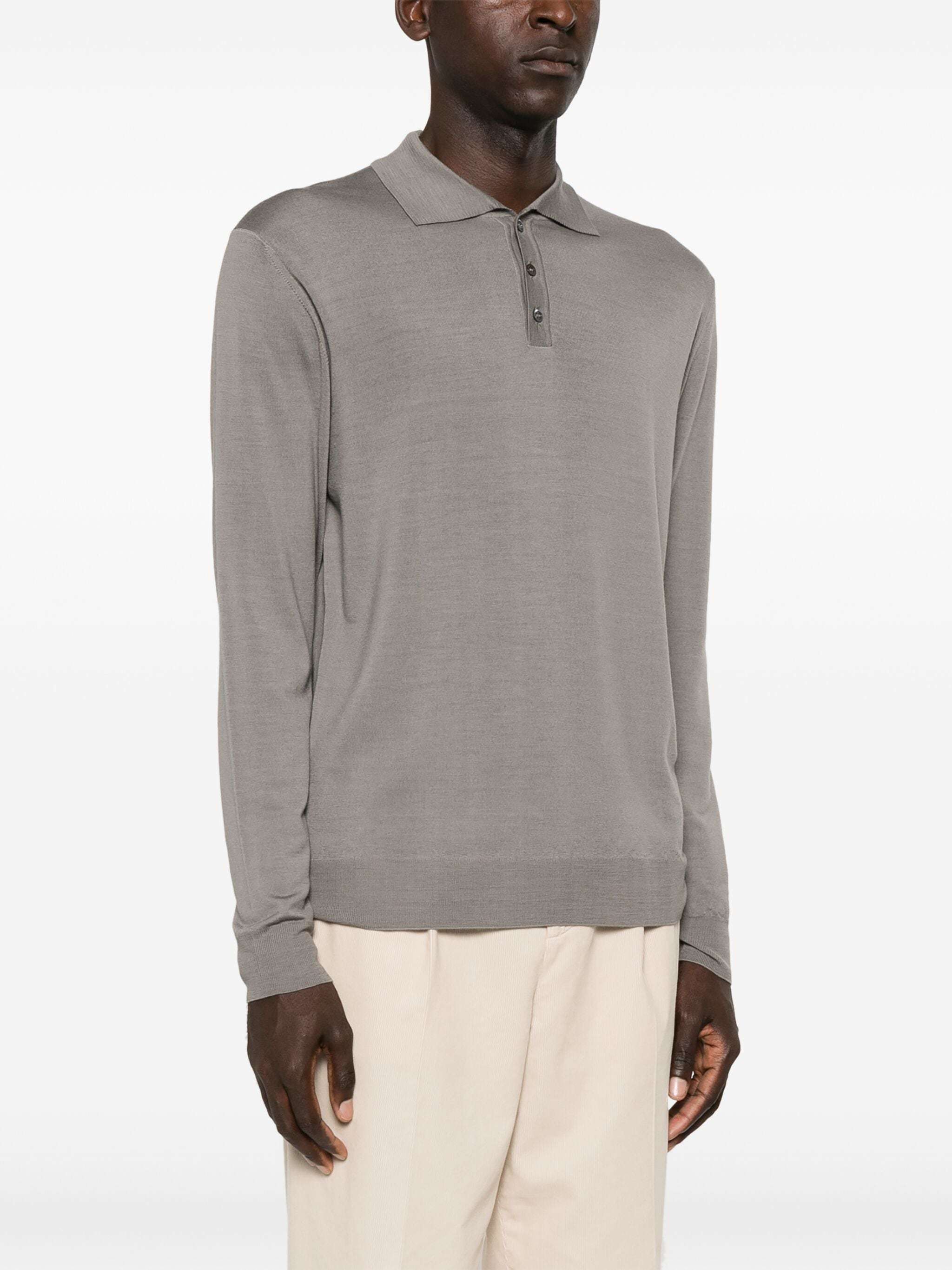 Shop Barena Venezia Fine-knit Wool Polo Shirt In Gray