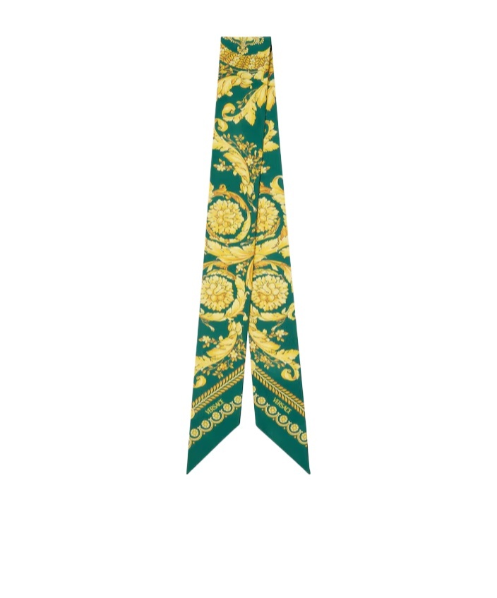 Versace Barocco-printed Skinny Cut Scarf Tie In Multi