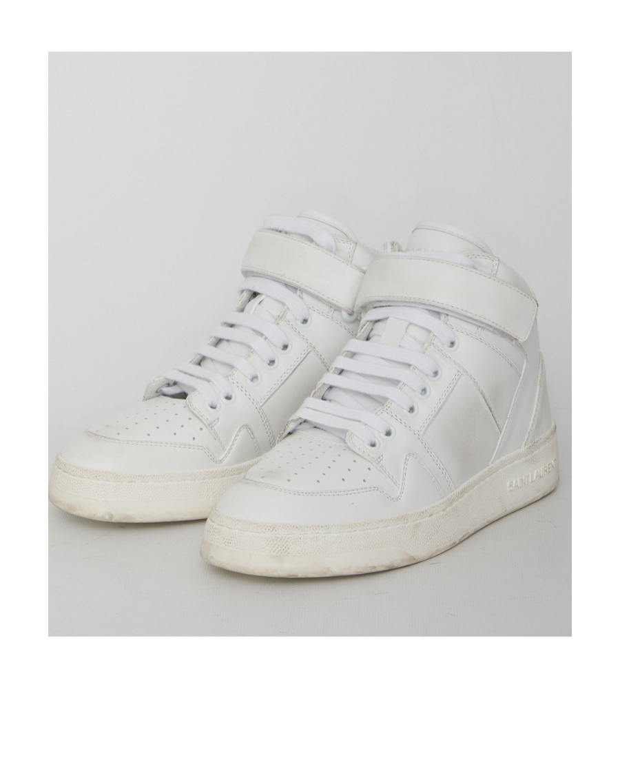 Saint Laurent Lax Sneakers In Washed-out Effect Leather In White