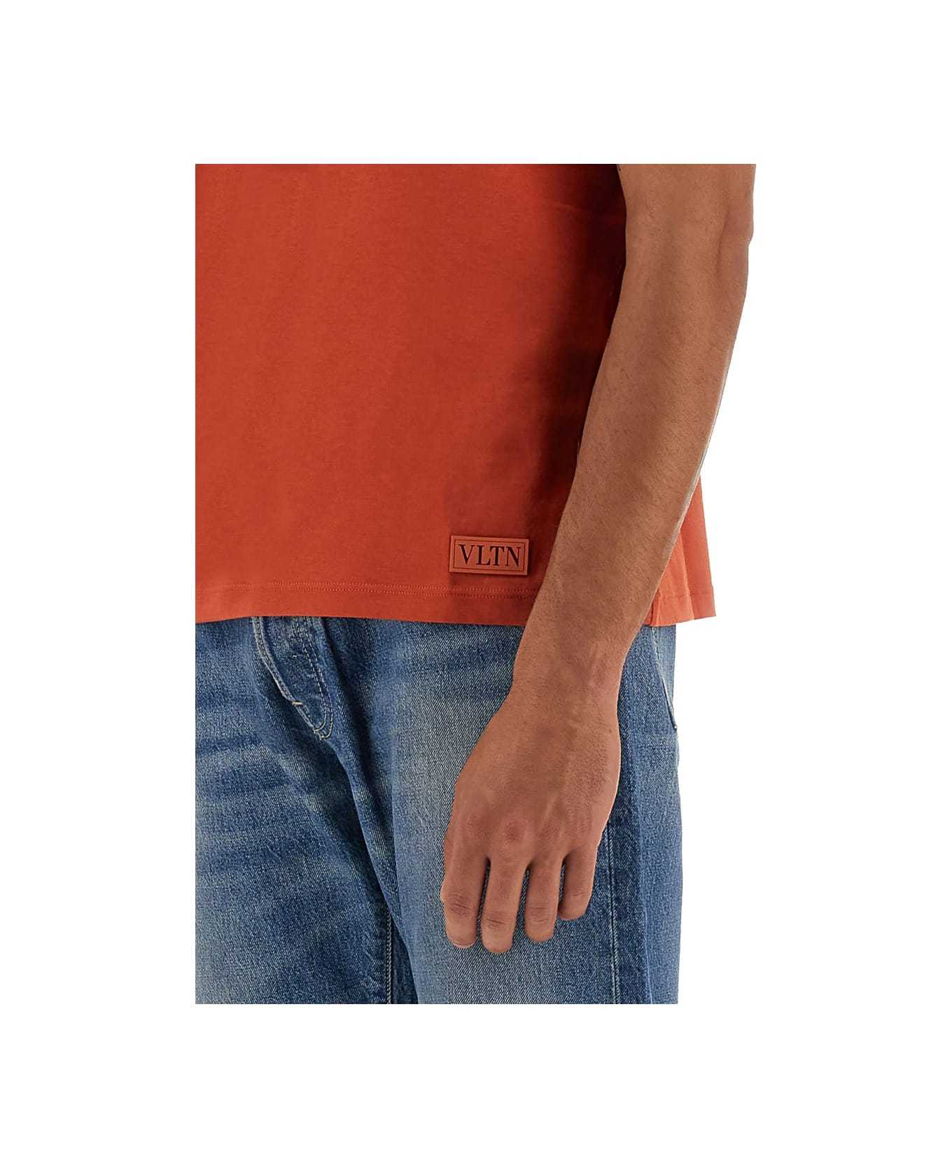 Valentino Relaxed-fit Orange Cotton T-shirt In Orange
