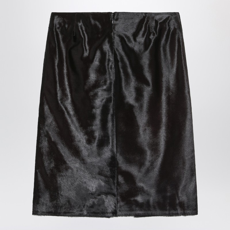Loulou Studio Skirt In Pony-effect Leather In Black