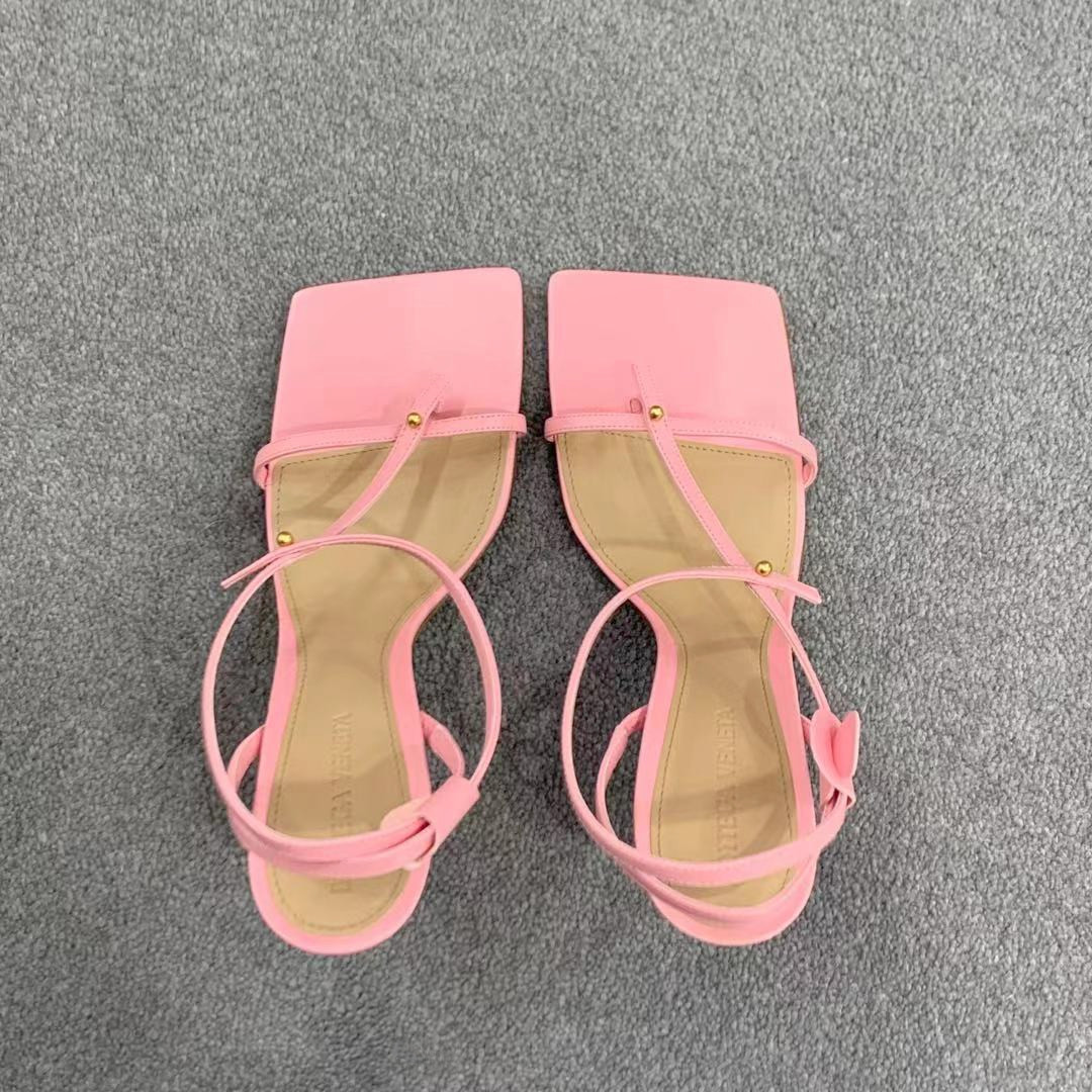 Bottega Veneta Stretch Square-headed Sandals In Pink