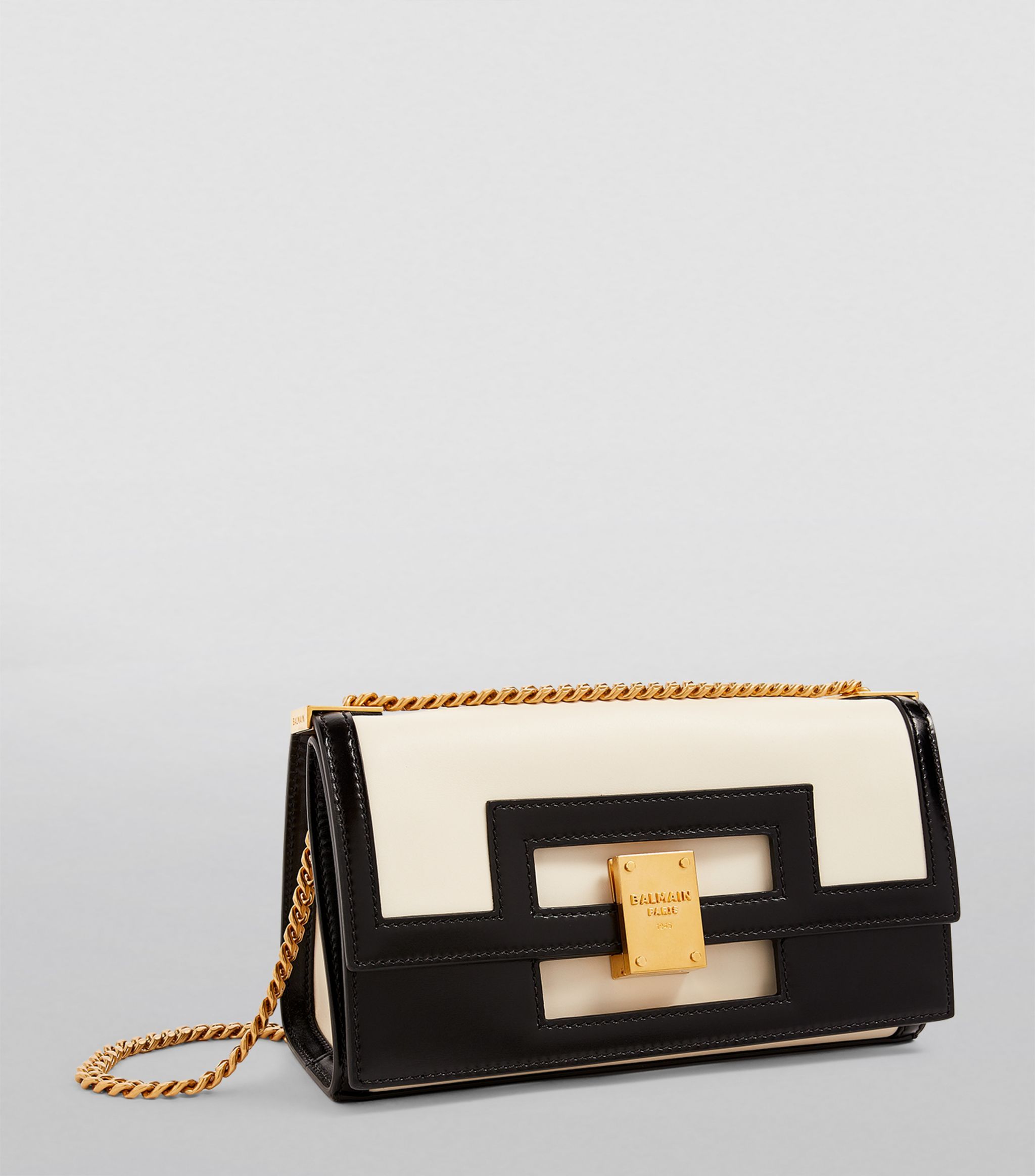 BALMAIN MEDIUM-SIZED BLACK AND WHITE LEATHER 1945 HERITAGE BAG