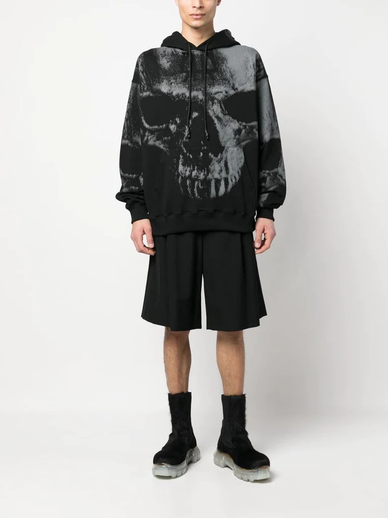 44 Label Group Skull-print Cotton Hoodie In Black