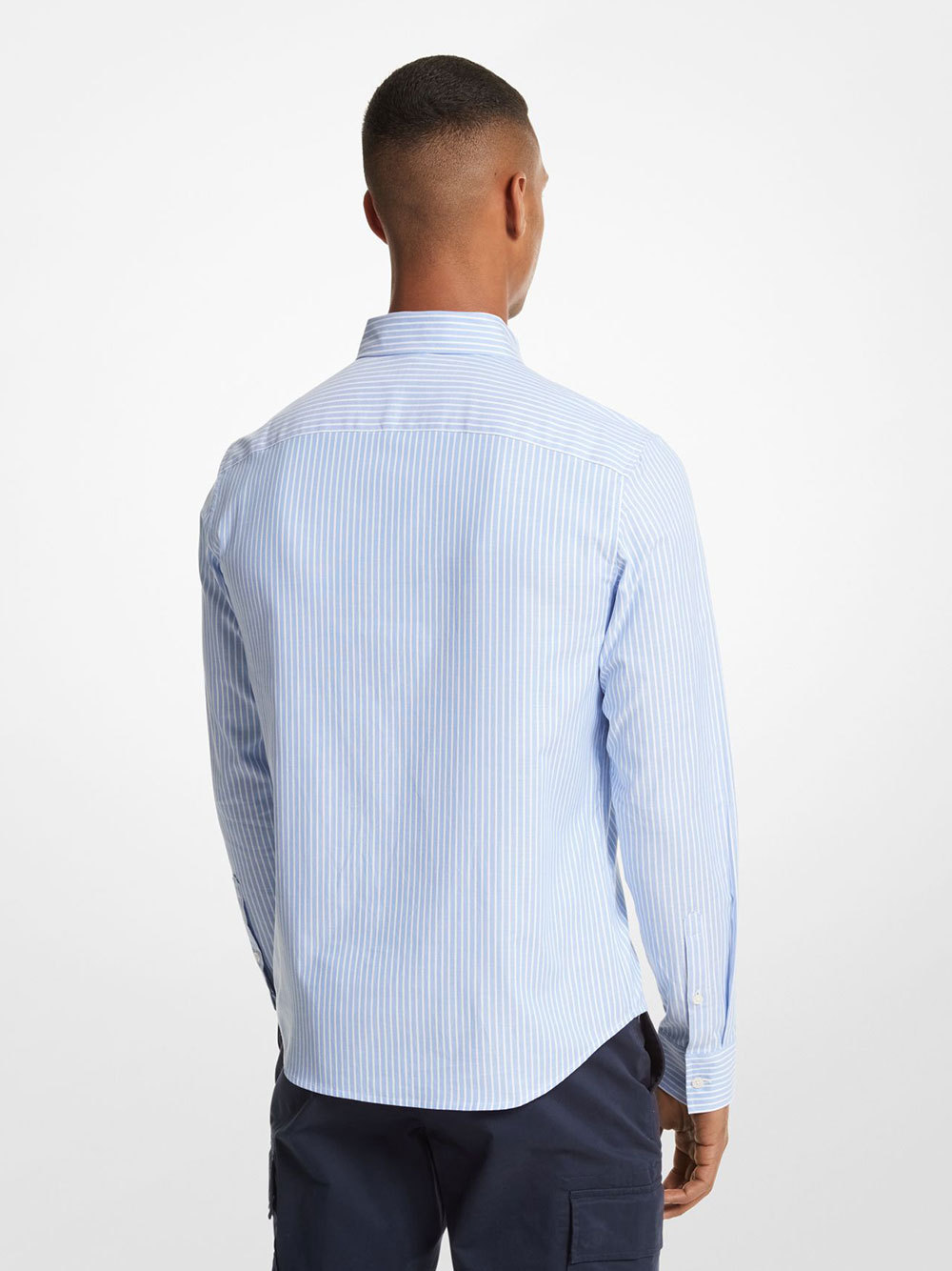 Michael Kors Vertical Stripe Long-sleeved Shirt In Blue