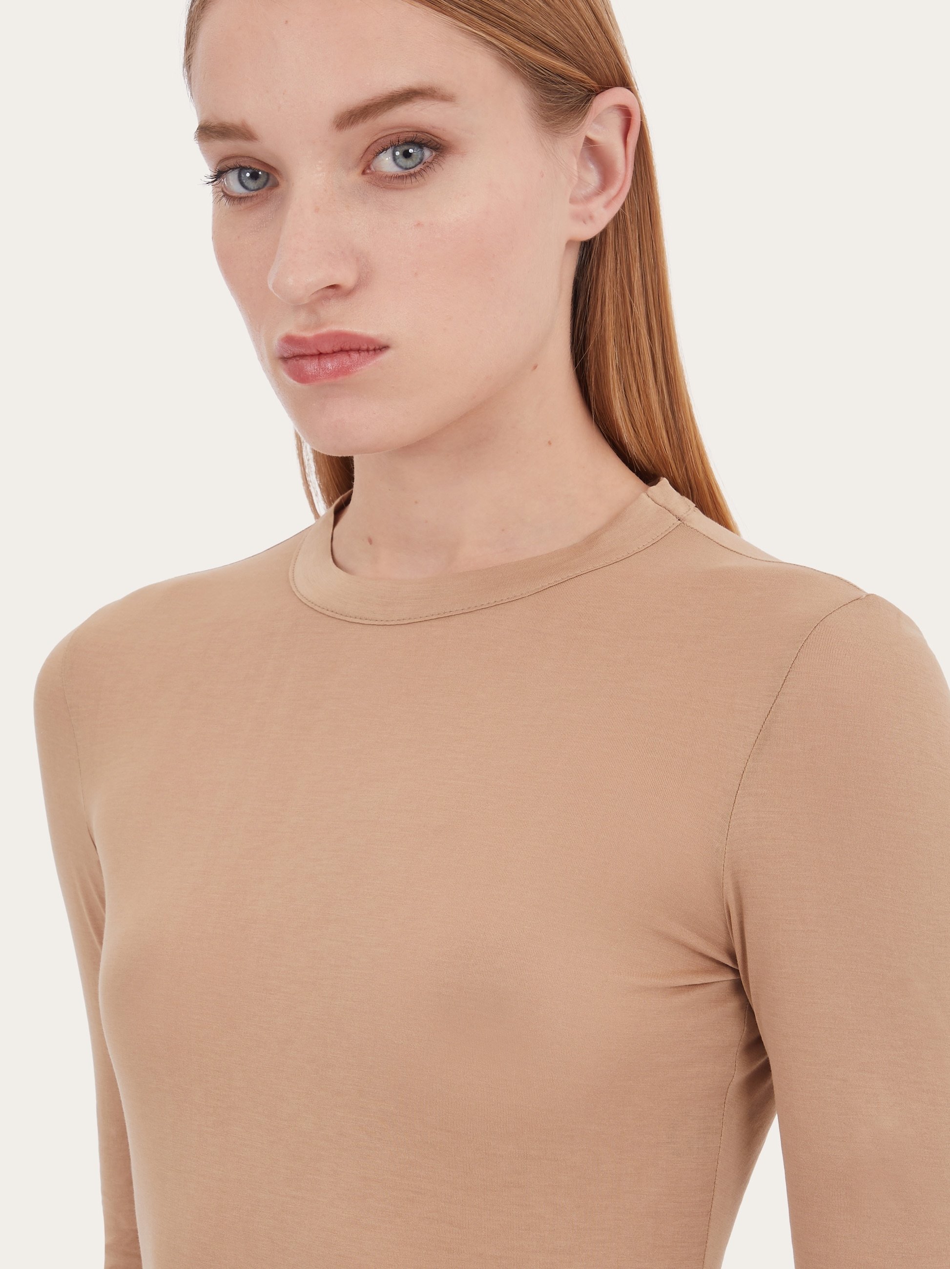 Ferragamo Long Sleeved T-shirt In Nude