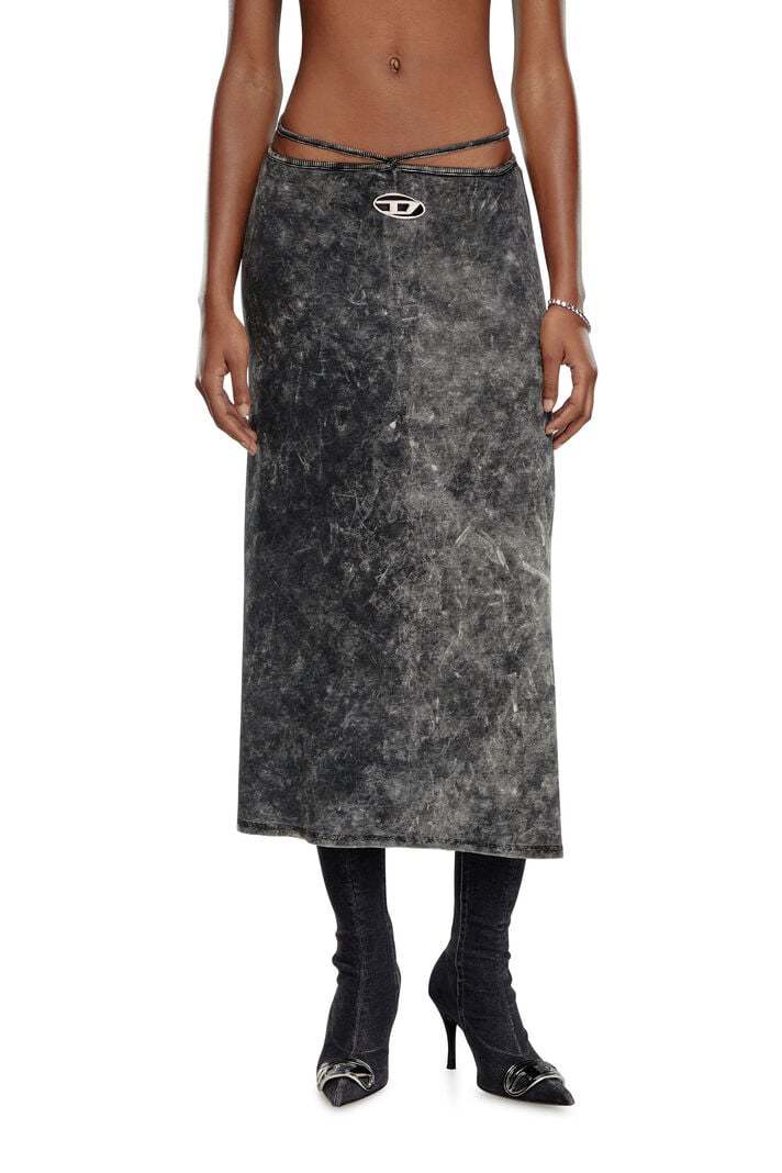 Diesel Encircling Lace-up Skirt In Black