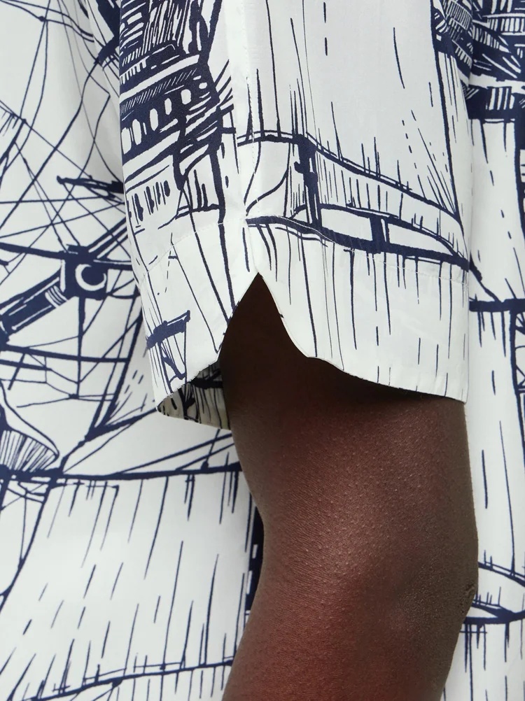 Ferragamo Printed Short-sleeved Shirt In White