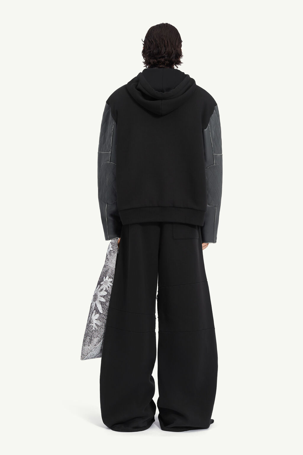 Mm6 Maison Margiela Panelled Drawstring Hoodie In Black