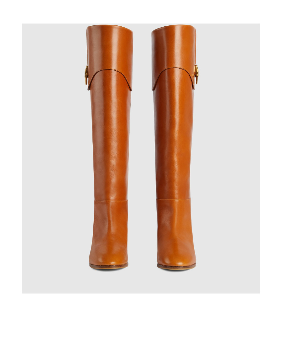 Gucci Horsebit 75 Leather Knee-high Boots In Brown
