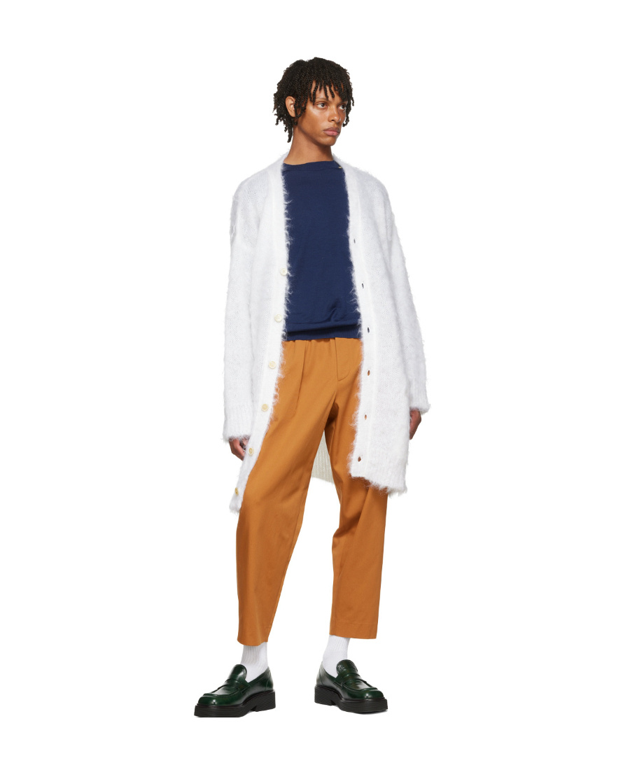 Marni White Mohair Cardigan In White