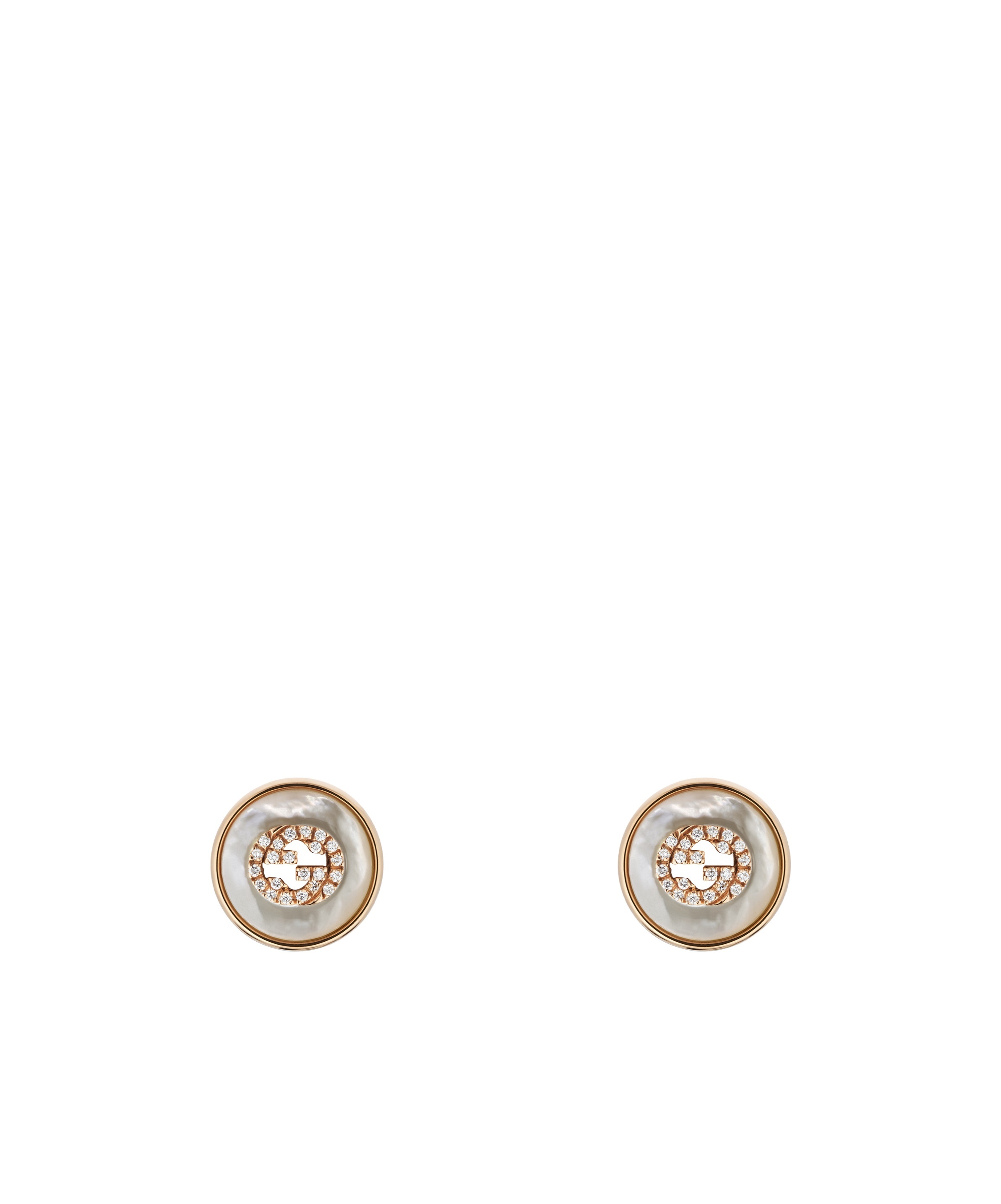 Gucci Interlocking Diamond Mother Of Pearl Stud Earrings  - Ybd786746001 In Yellow