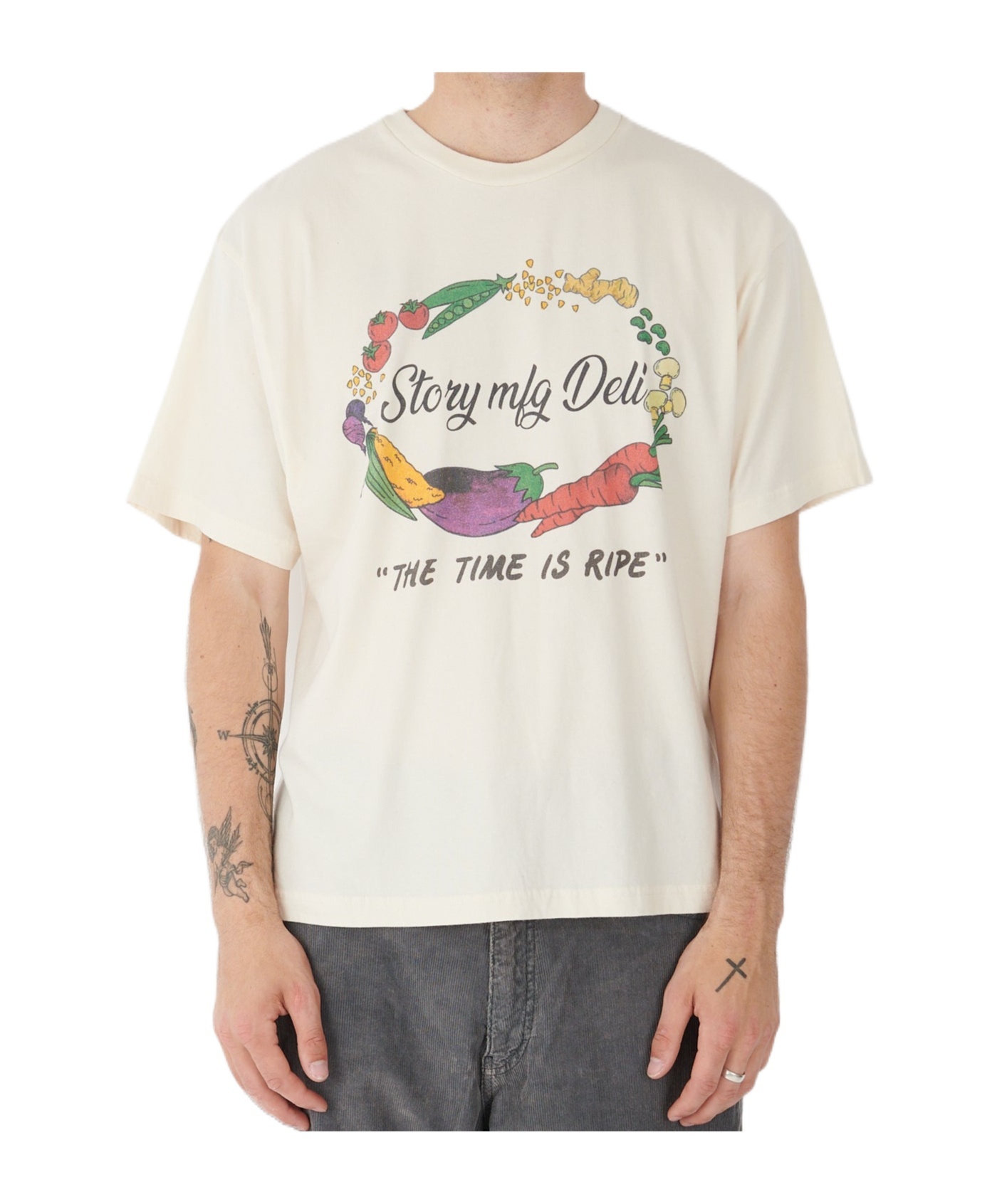 Story Mfg. Mfg Mens Ecru Grateful Graphic-print Cotton T-shirt Xl In White