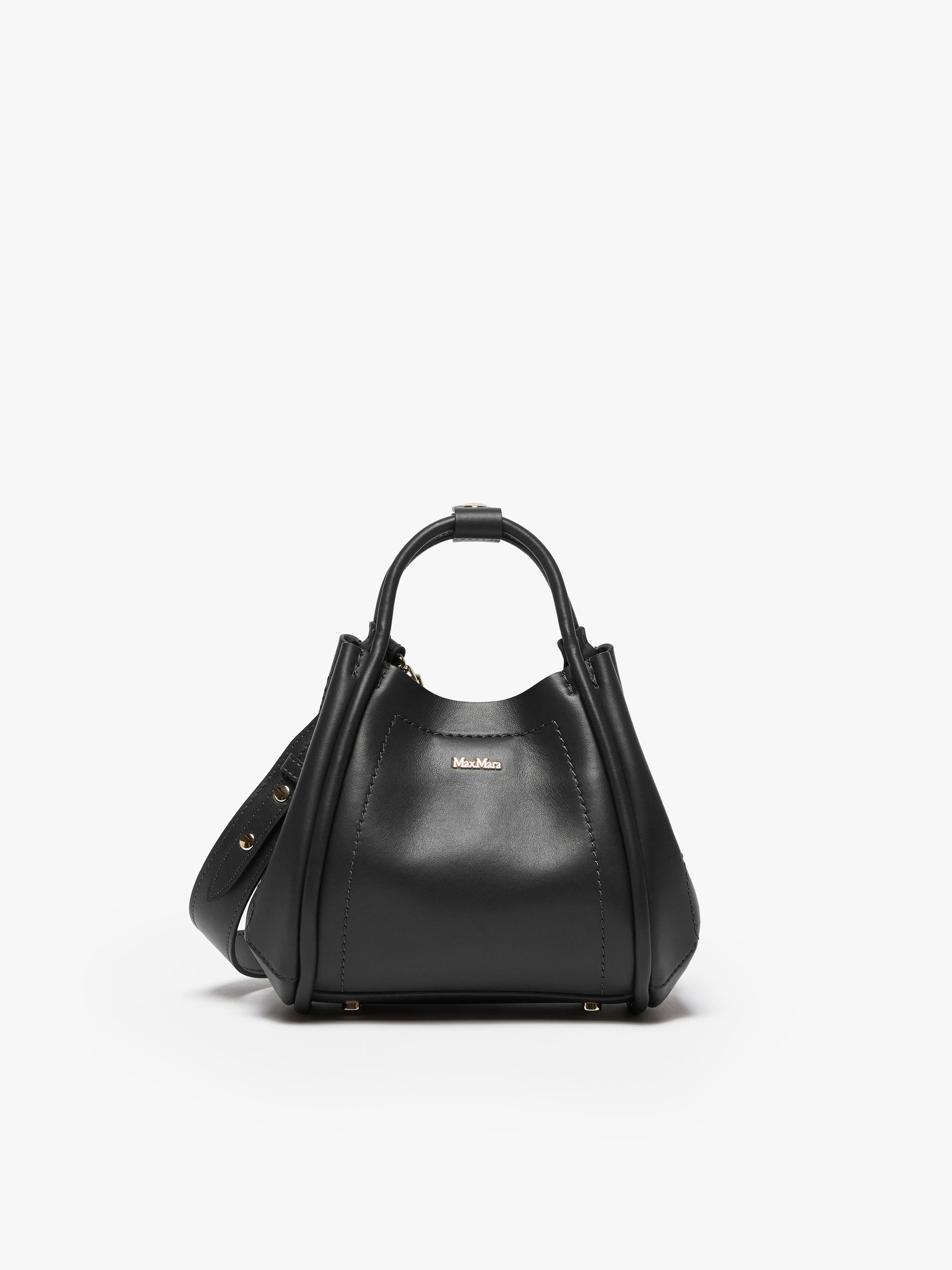Max Mara Extra Small Leather Marine Bag In Black