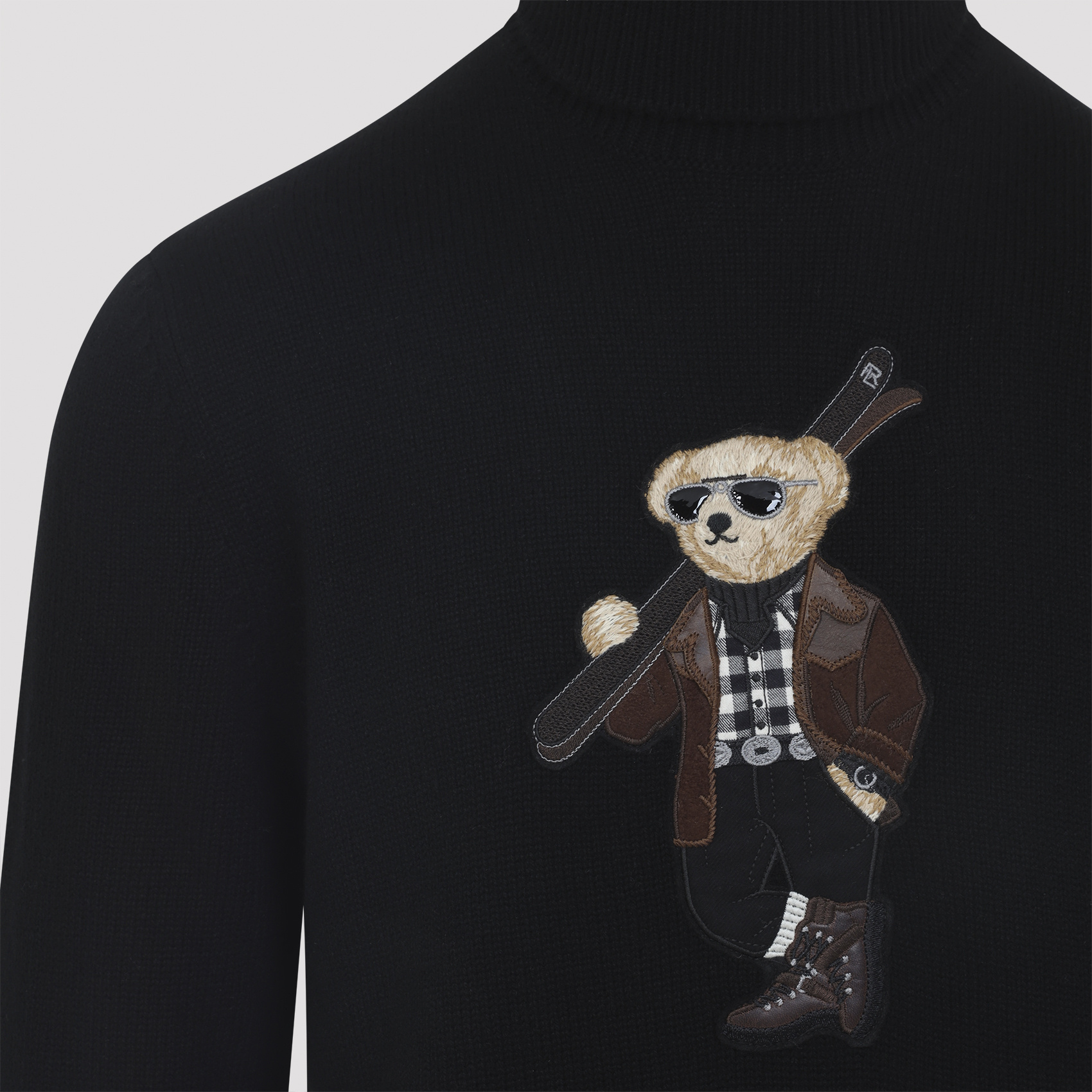 Ralph Lauren Long Sleeve Turtleneck Pullover Embroidered In Black