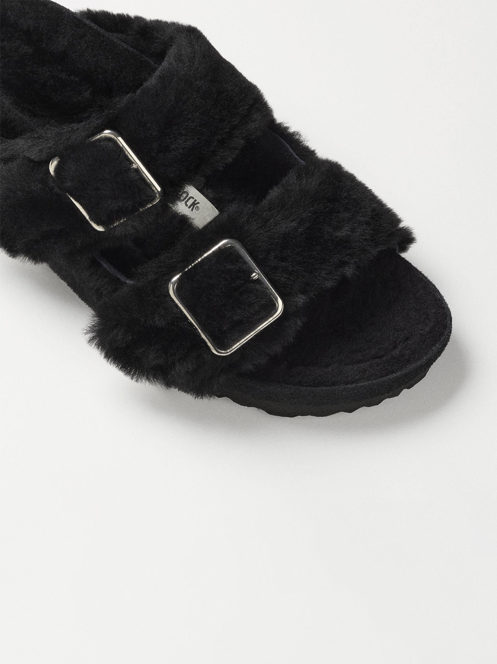 Shop Birkenstock Arizona 1774 Shearling Slides In Black